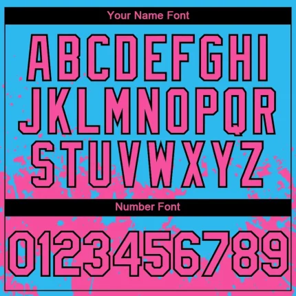 Custom Sky Blue Pink-Black 3D Pattern Design Abstract Splash Grunge Art Authentic Baseball Jersey - Image 5