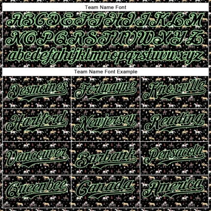 Custom Black Pea Green-White 3D Pattern Design Rodeo Cowboy Authentic Baseball Jersey - Image 4