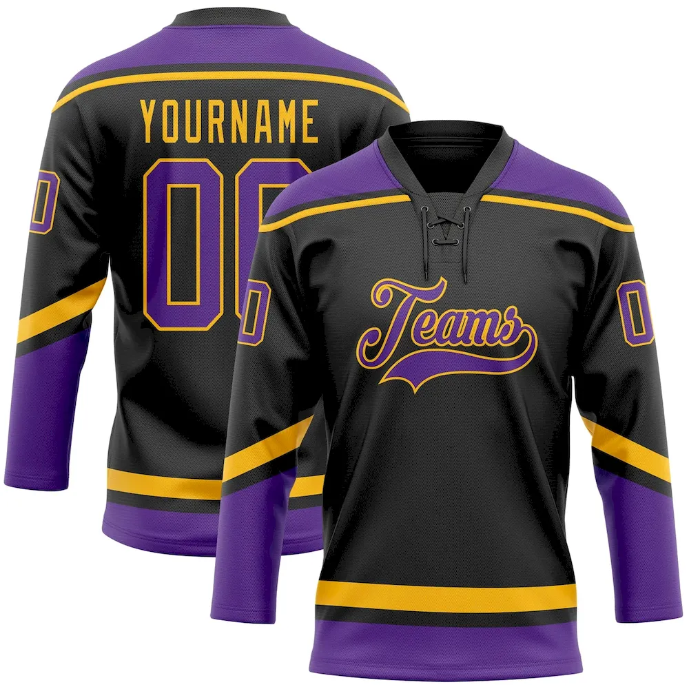 Black1648_64aa9054-ff4f-467d-b8f8-accafefe22e8.webp Custom Black Purple-Gold Hockey Lace Neck Jersey - Image 1