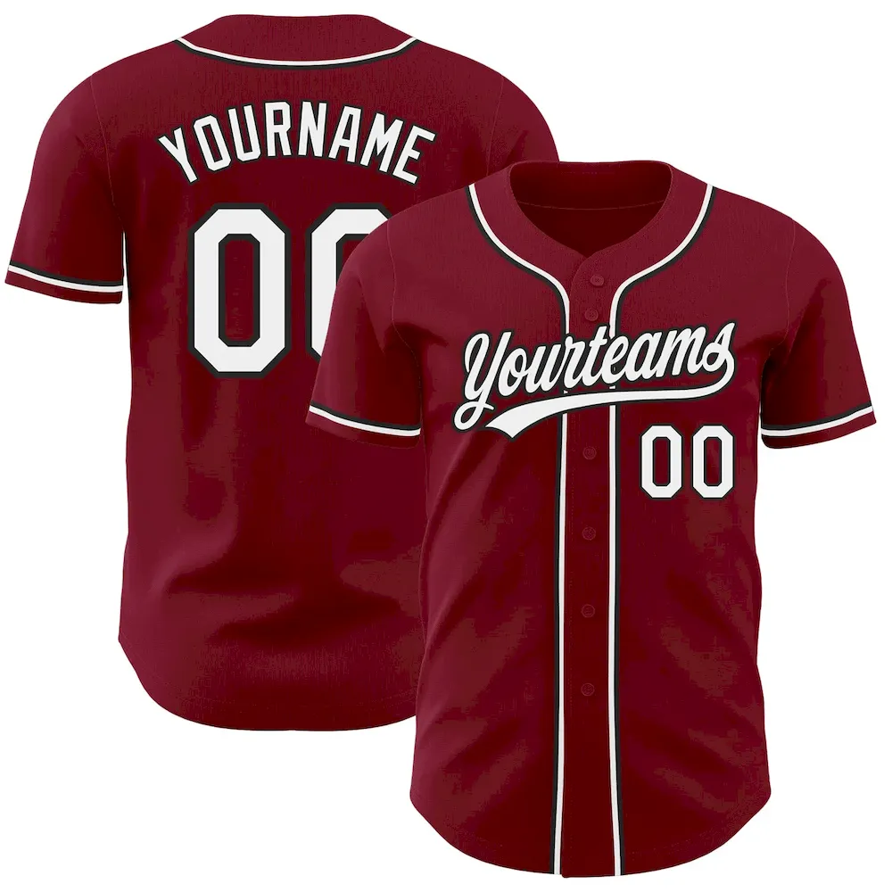 Crimson0085.webp Custom Crimson White-Black Authentic Baseball Jersey - Image 1