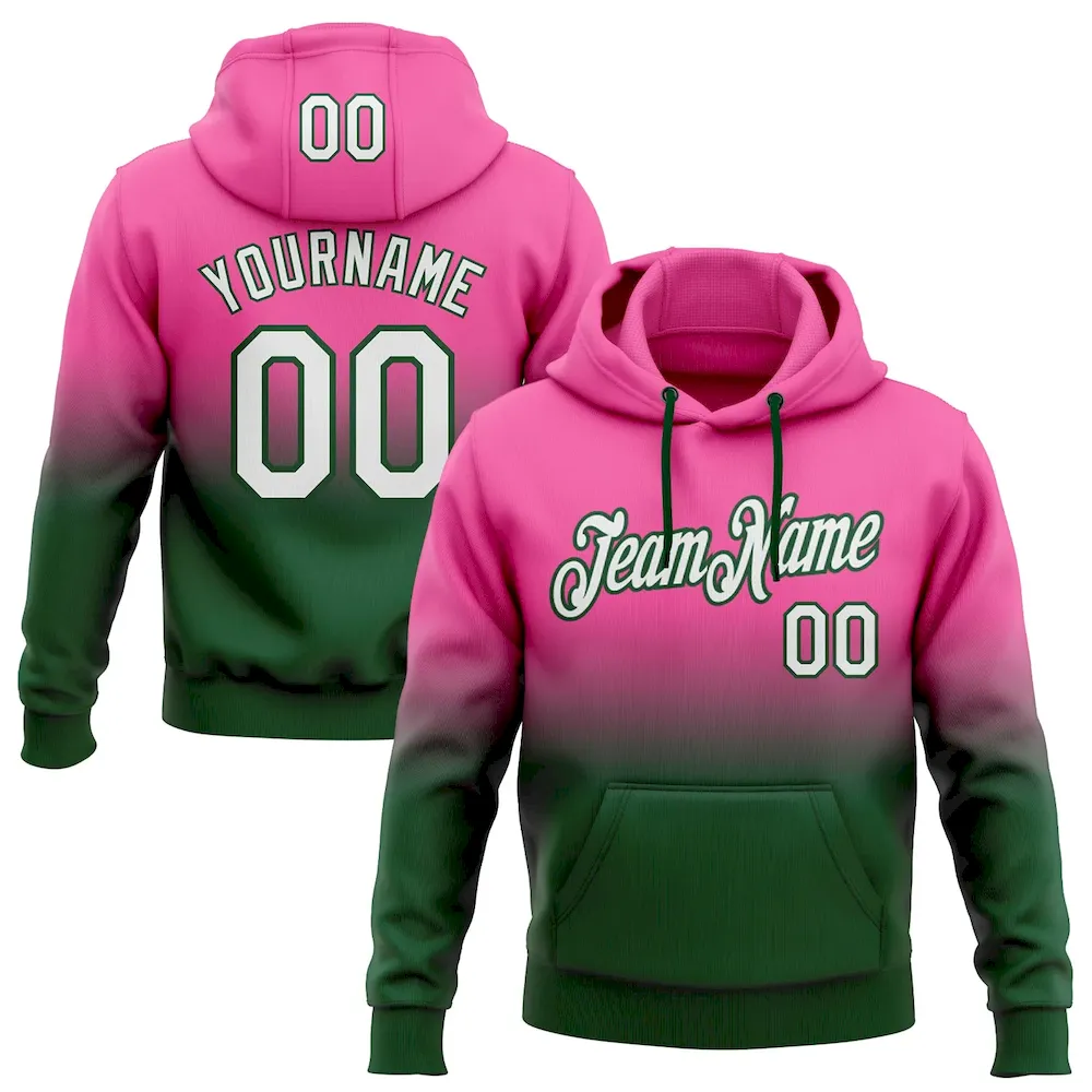FadeFashion0430.webp Custom Stitched Pink White-Green Fade Fashion Sports Pullover Sweatshirt Hoodie - Image 1