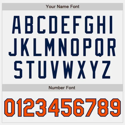 Custom White Navy Pinstripe Orange-Navy Bomber Full-Snap Varsity Letterman Jacket - Image 5