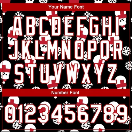 Custom Black White-Red Christmas 3D Bomber Full-Snap Varsity Letterman Jacket - Image 5