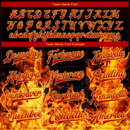 Custom Black Red-Gold Flame 3D Pattern Design Bomber Full-Snap Varsity Letterman Jacket - Image 6