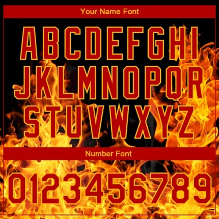 Custom Black Red-Gold Flame 3D Pattern Design Bomber Full-Snap Varsity Letterman Jacket - Image 7