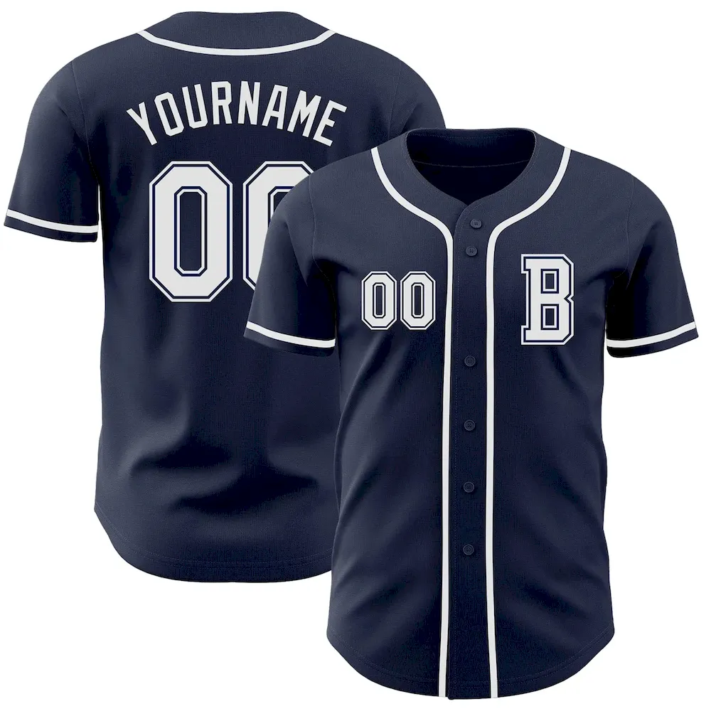 Navy1003.webp Custom Navy White Authentic Baseball Jersey - Image 1