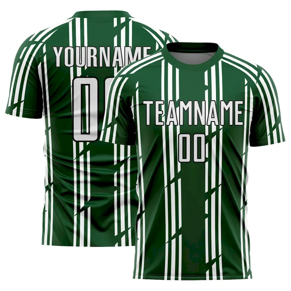 Soccer1126.webp Custom Green White-Black Pinstripe Sublimation Soccer Uniform Jersey - Image 1