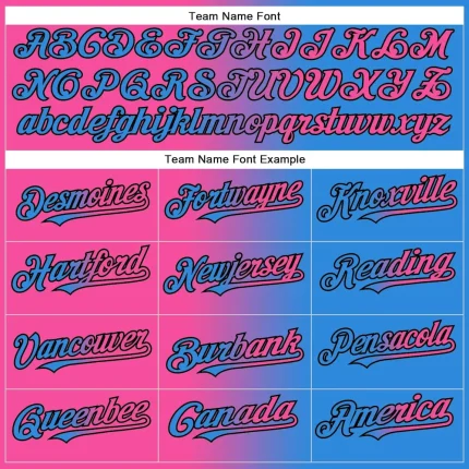 Custom Electric Blue Pink-Black Gradient Fashion Two-Button Unisex Softball Jersey - Image 4