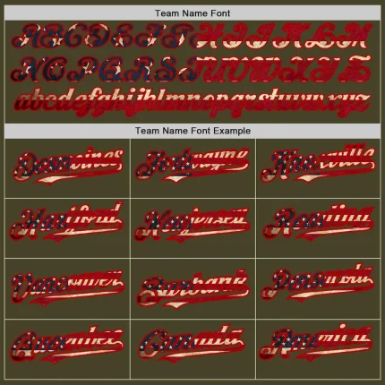 Custom Olive Vintage USA Flag Cream-Red Pinstripe Authentic Split Fashion Salute To Service Baseball Jersey - Image 4