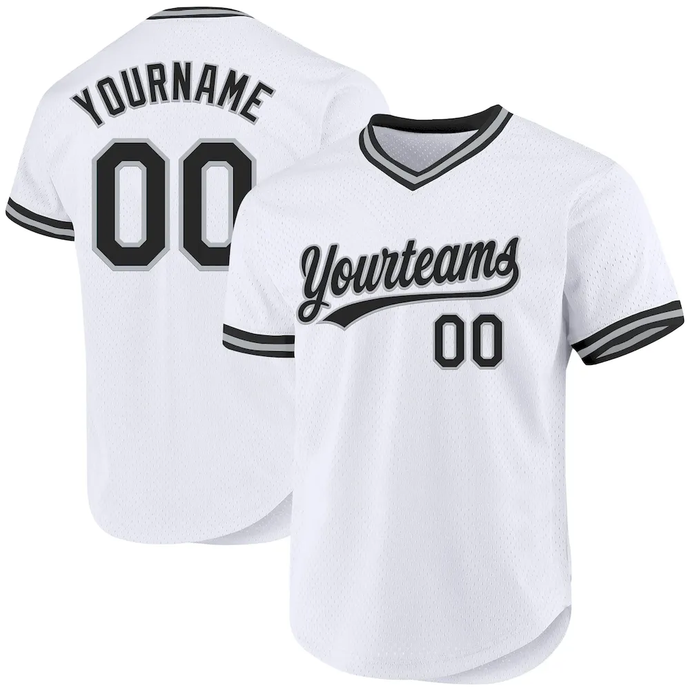 White1996.webp Custom White Black-Gray Authentic Throwback Baseball Jersey - Image 1