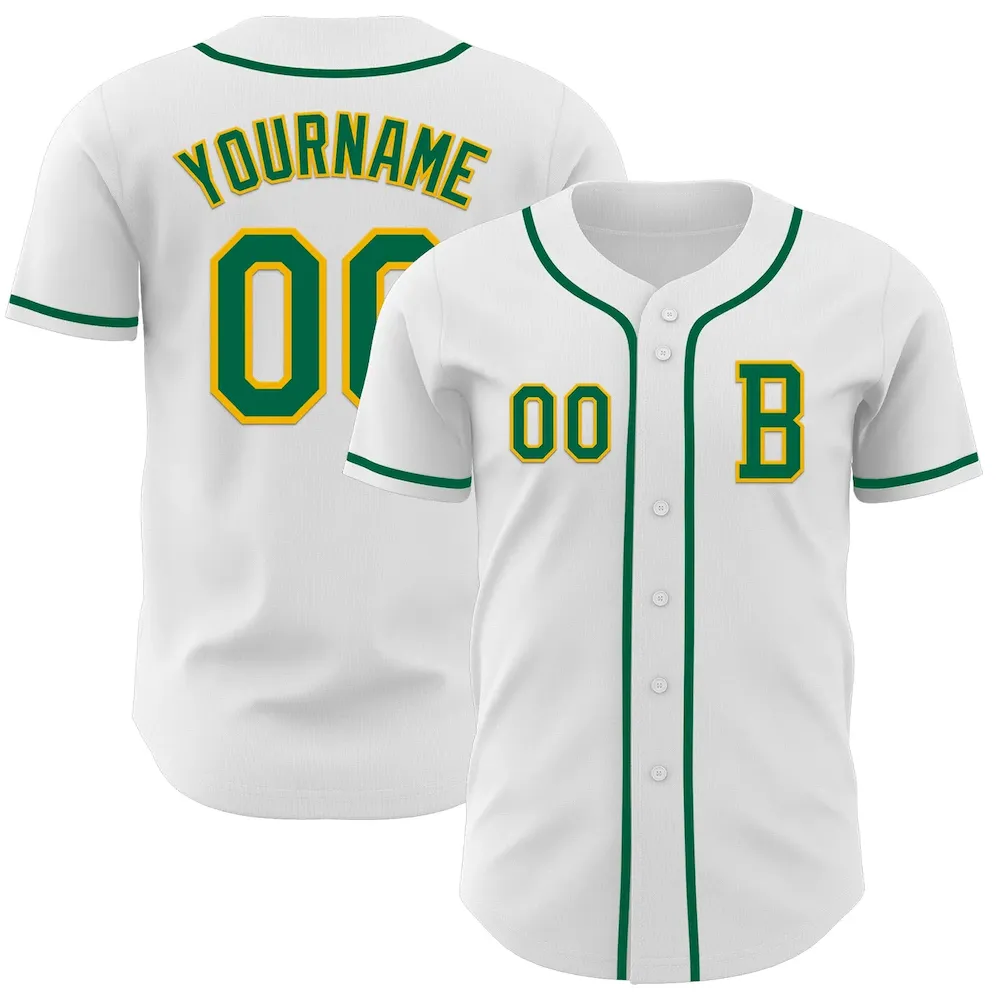 White2158.webp Custom White Kelly Green-Gold Authentic Baseball Jersey - Image 1