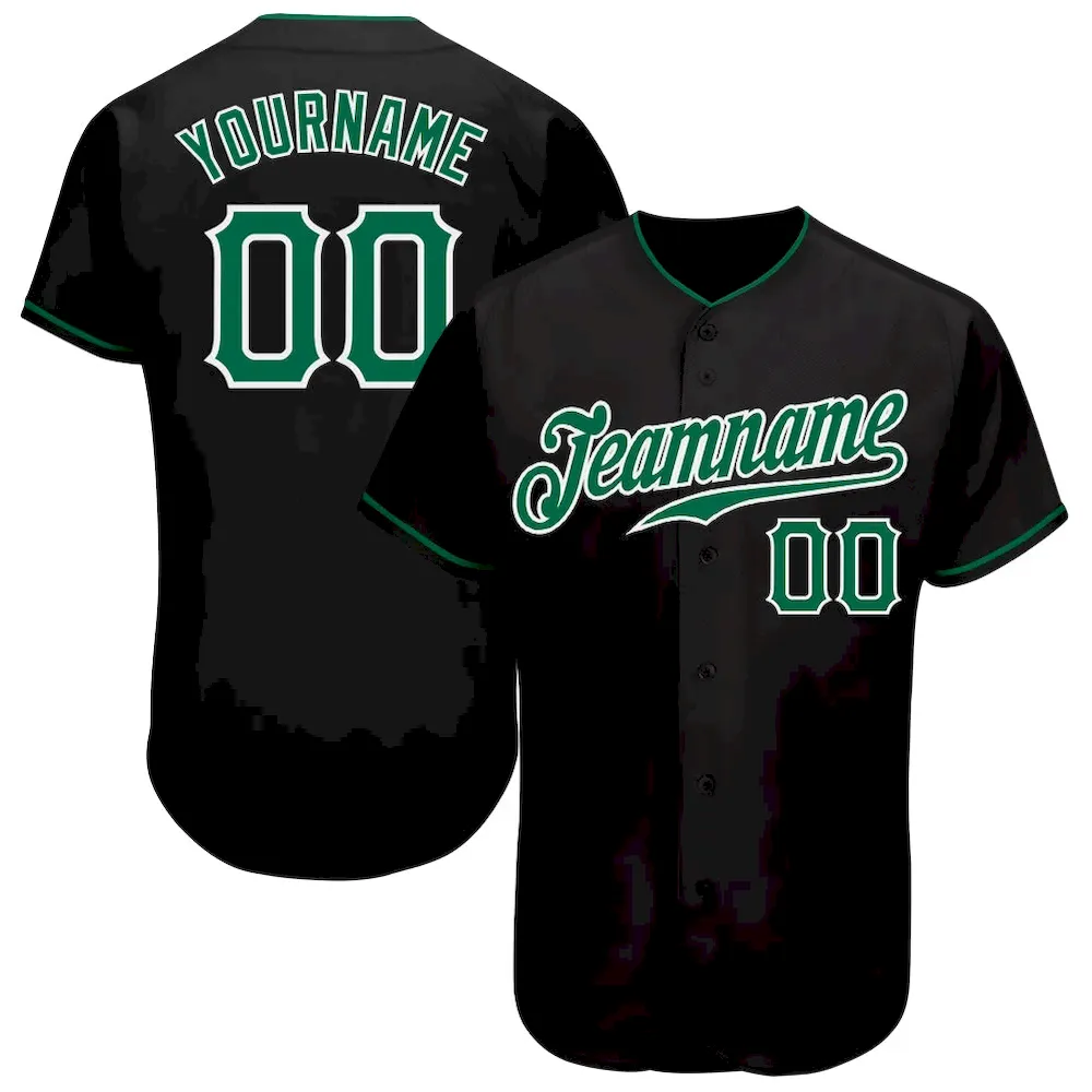 black_0829.webp Custom Black Kelly Green-White Authentic Baseball Jersey - Image 1