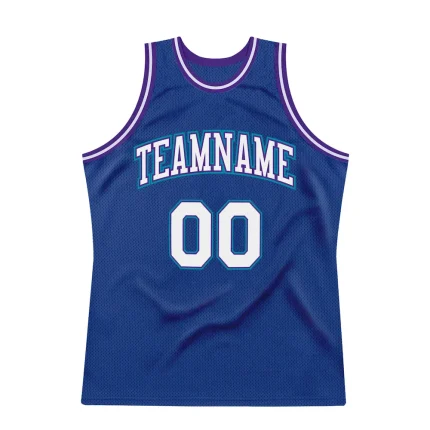 Custom Royal White-Purple Authentic Throwback Basketball Jersey - Image 5