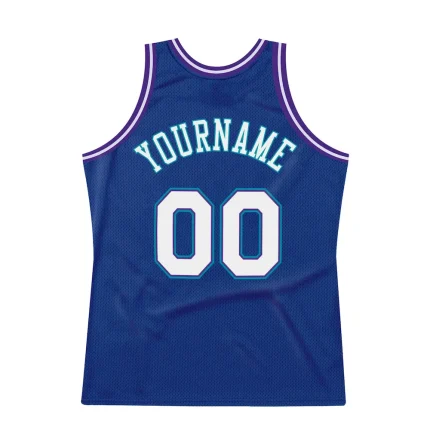 Custom Royal White-Purple Authentic Throwback Basketball Jersey - Image 6