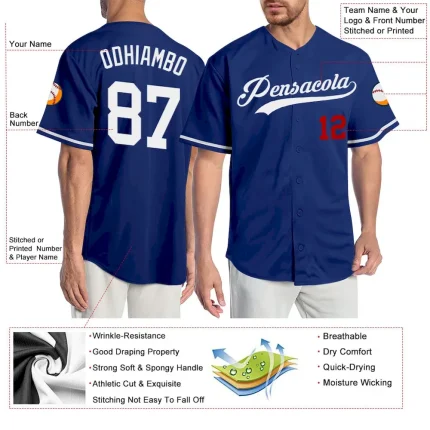 Custom Royal White-Red Authentic Baseball Jersey - Image 3