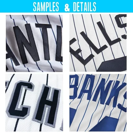 Custom White Navy Pinstripe Navy-Gray Authentic Baseball Jersey - Image 6