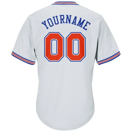 Custom White Orange-Royal Authentic Throwback Rib-Knit Baseball Jersey Shirt - Image 3